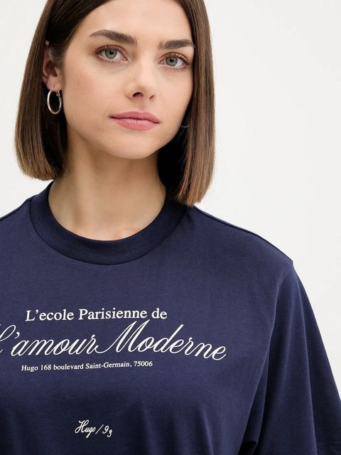 HUGO t-shirt bawełniany damski kolor granatowy 50545551