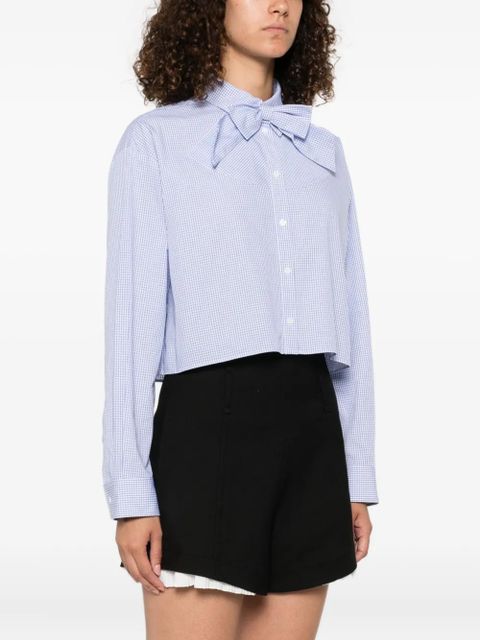 SANDRO checked cropped shirt - Blue