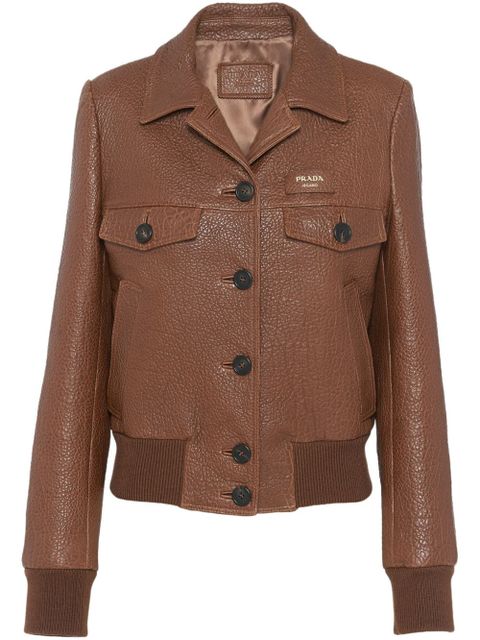 Prada crocodile-embossed leather jacket - Brown - zdjęcie produktu nr 1