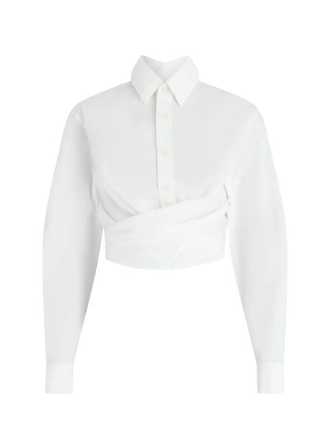 Jean Paul Gaultier The Cropped Wrap cotton shirt - White - zdjęcie produktu nr 1