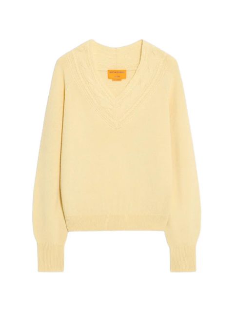 Guest In Residence cable-knit V-neck sweater - Yellow - zdjęcie produktu nr 1