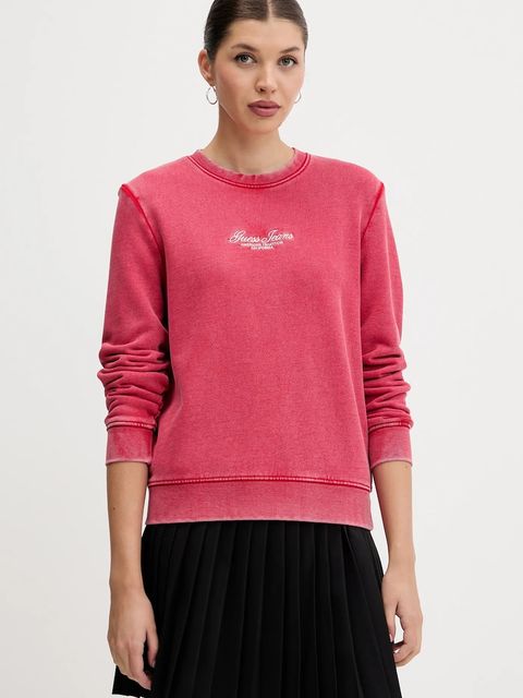 Guess Jeans bluza bawełniana damska kolor czerwony z aplikacją W5YQ28 KCPR1 - zdjęcie produktu nr 1