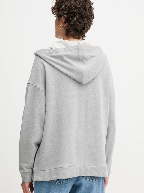 United Colors of Benetton bluza bawełniana damska kolor szary z kapturem gładka 3UNID500R