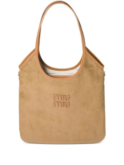 Miu Miu corduroy leather handle ivy tote bag - Neutrals - zdjęcie produktu nr 1