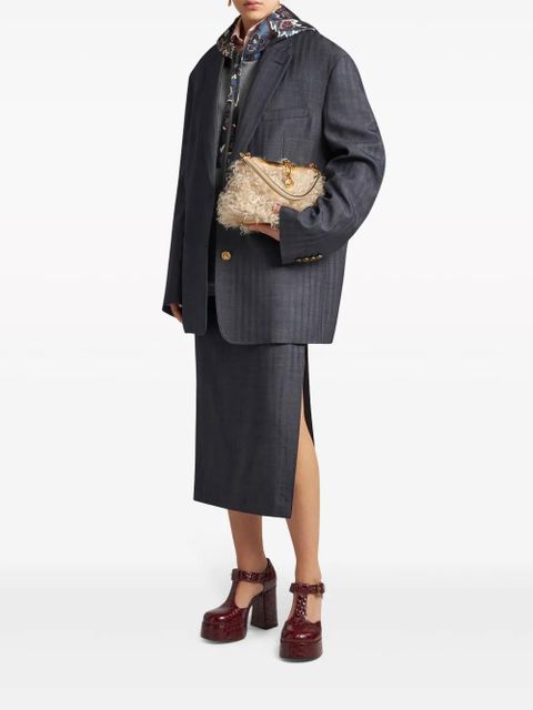 ETRO stripe-jacquard wool pencil skirt - Blue - zdjęcie produktu nr 2