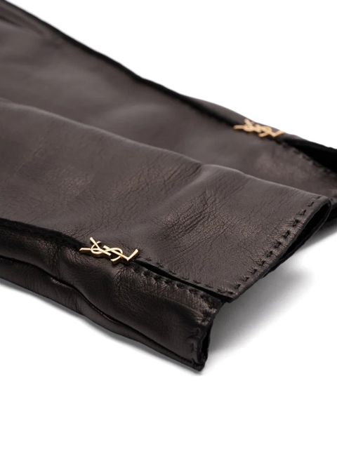 Saint Laurent Cassandre-plaque gloves - Black - zdjęcie produktu nr 2