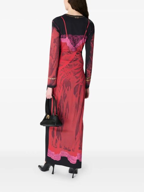 Marine Serre printed-lace jersey dress - Red