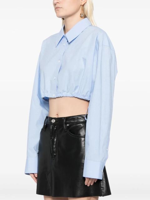 Alexander Wang rhinestone-embellished cropped shirt - Blue