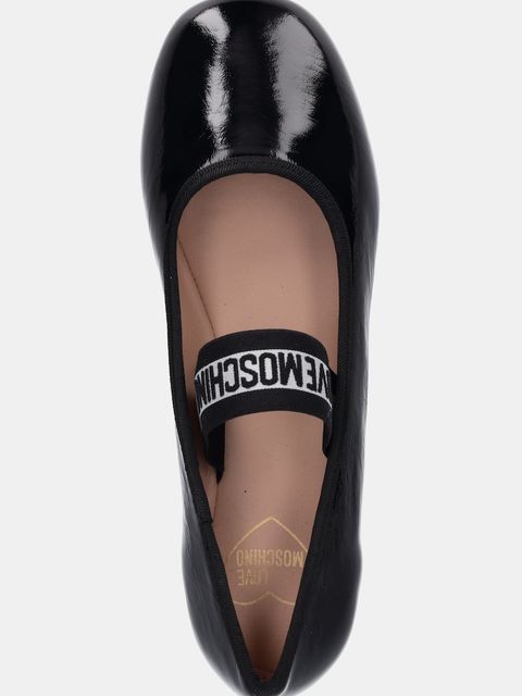 Love Moschino baleriny skórzane kolor czarny JA11071G1NII0000