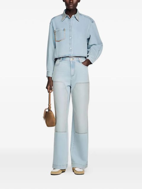 SANDRO rhinestone-embellished asymmetric shirt - Blue - zdjęcie produktu nr 2