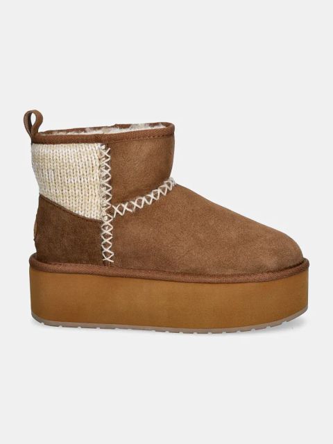 Emu Australia śniegowce zamszowe Stinger Knit Flatform kolor brązowy W13143.CHES