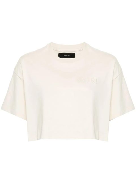 AMIRI embroidered-logo cropped T-shirt - Neutrals - zdjęcie produktu nr 1