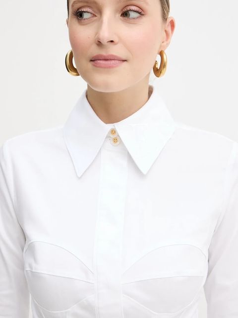 Elisabetta Franchi koszula damska kolor biały slim z kołnierzykiem klasycznym CA08256E2