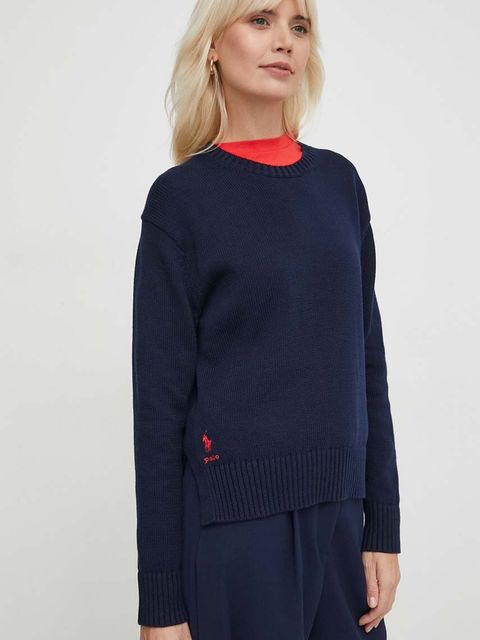 Polo Ralph Lauren sweter bawełniany kolor granatowy lekki 211898583 - zdjęcie produktu nr 1