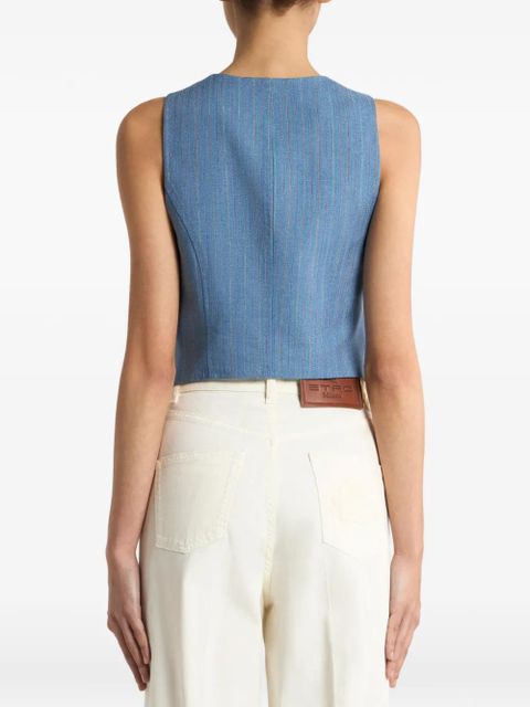 ETRO striped pegaso buttons waistcoat - Blue