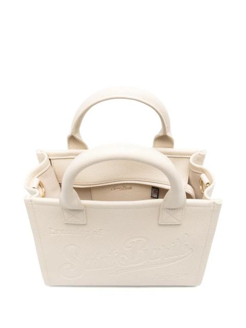 MC2 Saint Barth medium Vanity logo-embossed grained leather tote bag - White