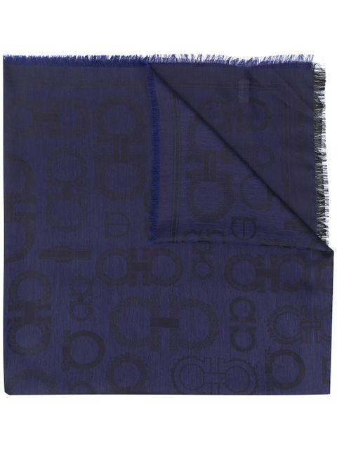 Ferragamo jacquard Gancini pattern scarf - Blue - zdjęcie produktu nr 1