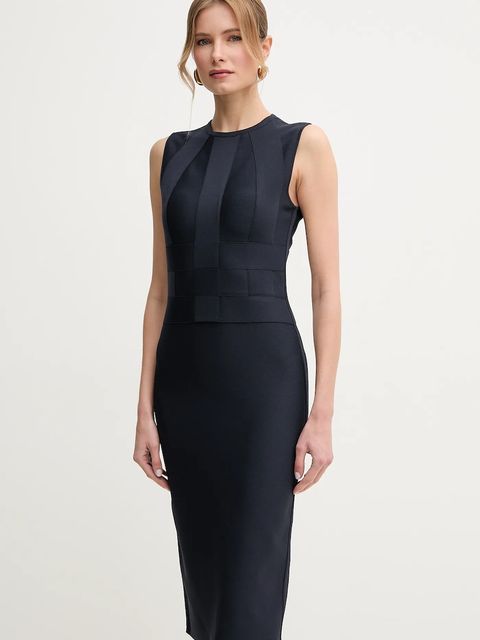 Herve Leger sukienka Julia kolor granatowy midi prosta BWE8498975 - zdjęcie produktu nr 1