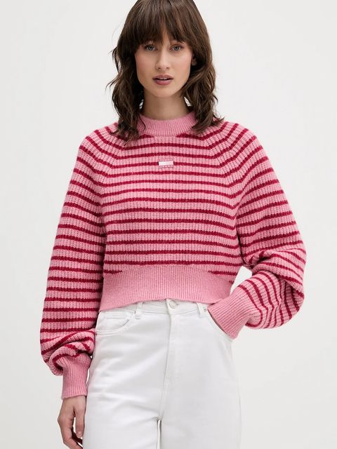 Tommy Jeans sweter z domieszką wełny damski kolor różowy DW0DW21677 - zdjęcie produktu nr 1