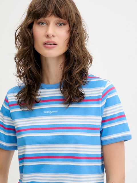 Tommy Jeans t-shirt bawełniany damski kolor niebieski DW0DW21391