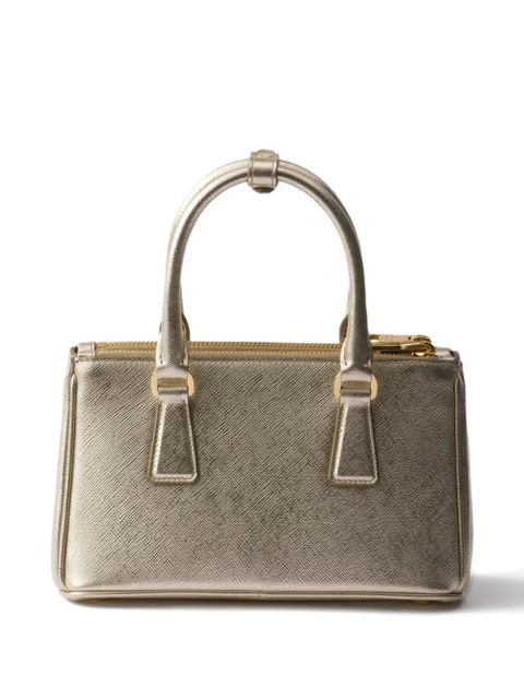 Prada mini Galleria leather triangle-logo tote bag - Gold