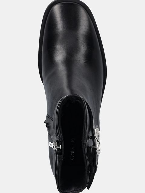 Calvin Klein botki skórzane BLOCK HEEL BOOT W/ METAL LOGO damskie kolor czarny na słupku HW0HW02591 - zdjęcie produktu nr 2