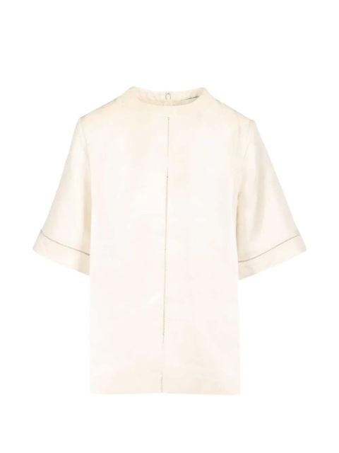 LouLou de Saison Havana short-sleeve blouse - Neutrals - zdjęcie produktu nr 1