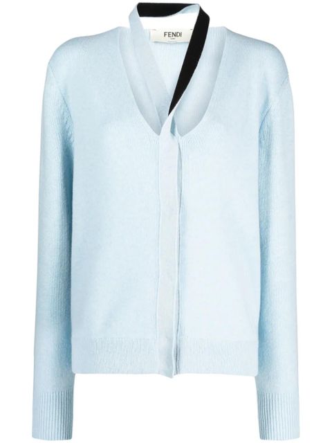 FENDI V-neck knitted cardigan - Blue - zdjęcie produktu nr 1