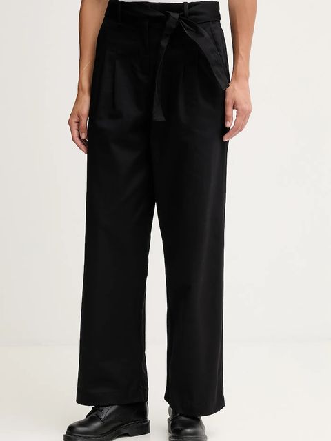 Calvin Klein Jeans spodnie damskie kolor czarny proste high waist LV044D639G - zdjęcie produktu nr 1