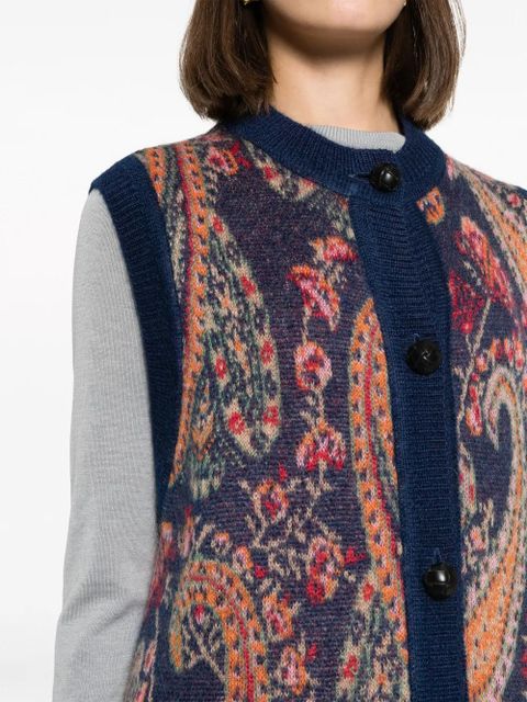 ETRO paisley intarsia-knit vest - Blue