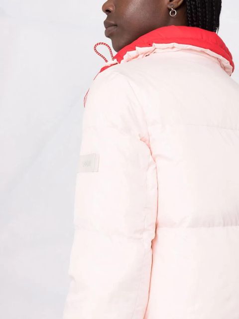 Yves Salomon logo-print padded coat - Red