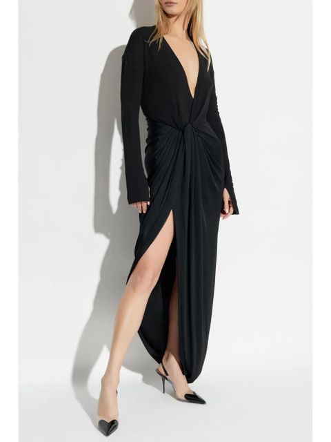 Victoria Beckham knot-detail jersey gown - Black