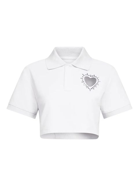AREA crystal-embellished cropped polo - White - zdjęcie produktu nr 1