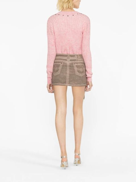 Alessandra Rich stud-embellished ribbed jumper - Pink - zdjęcie produktu nr 2