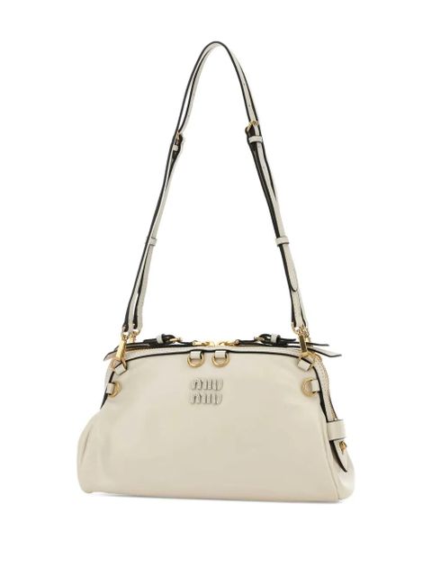 Miu Miu logo-plaque leather cross body bag - White