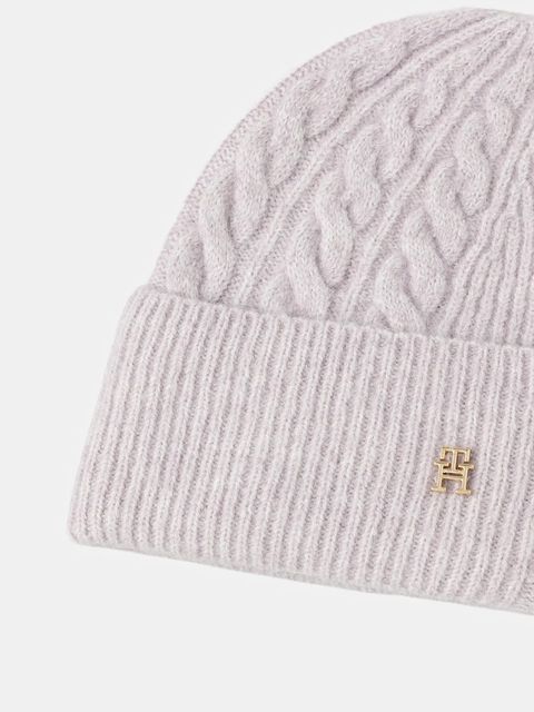 Tommy Hilfiger czapka z dodatkiem wełny kolor fioletowy AW0AW17784