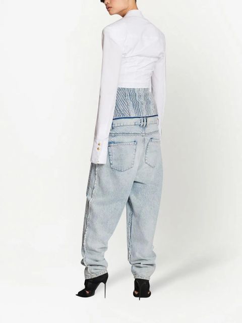 Balmain cropped cotton blouse - White