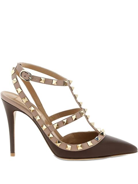 Valentino Garavani 100mm Rockstud Caged leather pumps - Brown