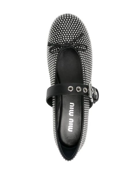 Miu Miu stud-embellished ballerina shoes - Black - zdjęcie produktu nr 2