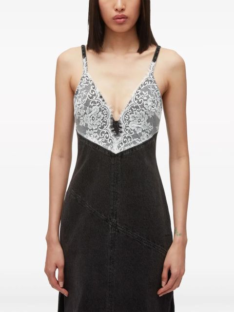 3.1 Phillip Lim lace-trim denim slip dress - Black