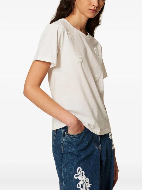 TWINSET floral-appliqué T-shirt - White