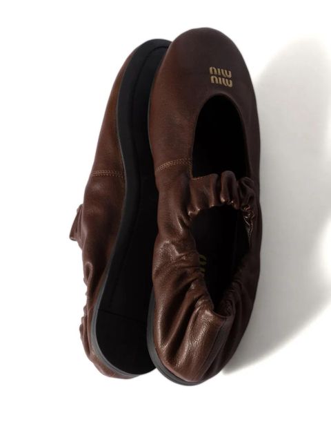 Miu Miu leather ballet flats - Brown