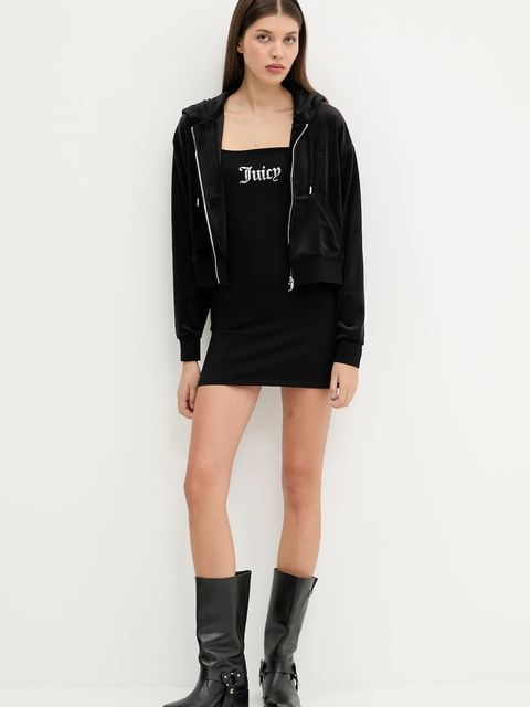 Juicy Couture bluza welurowa BRENDAL CROP OVERSIZED HOODIE - zdjęcie produktu nr 1