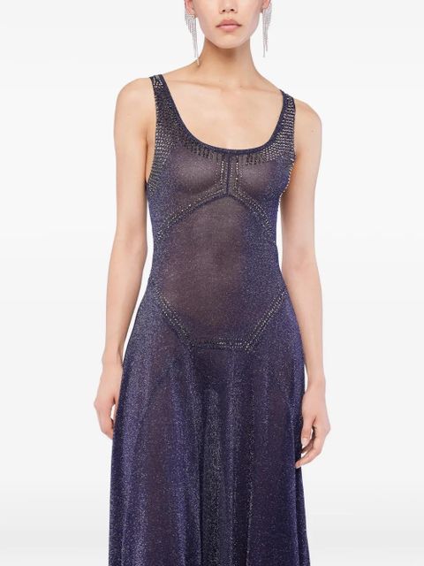 Rabanne flared hotfix knit dress - Blue