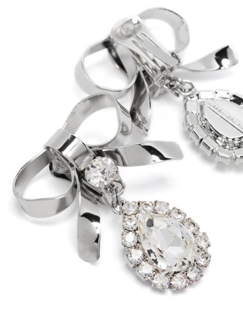 Alessandra Rich crystal-embellished bow drop earrings - Silver