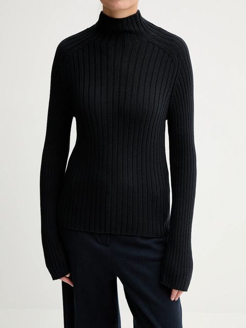 Marc O'Polo sweter bawełniany damski kolor granatowy z półgolfem 509605960173