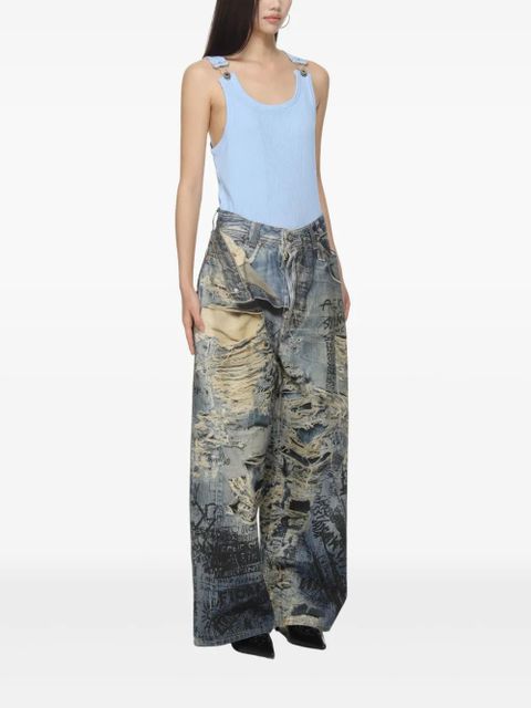 Jean Paul Gaultier ribbed-knit cotton vest - Blue - zdjęcie produktu nr 2