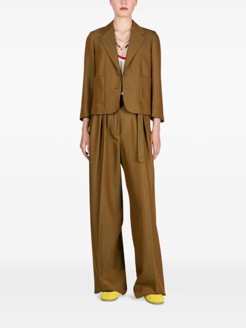 DRIES VAN NOTEN herringbone cropped blazer - Brown - zdjęcie produktu nr 2