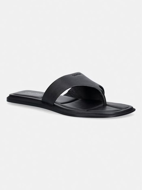 Calvin Klein japonki damskie skórzane FLAT SANDAL THONG LTH - zdjęcie produktu nr 1