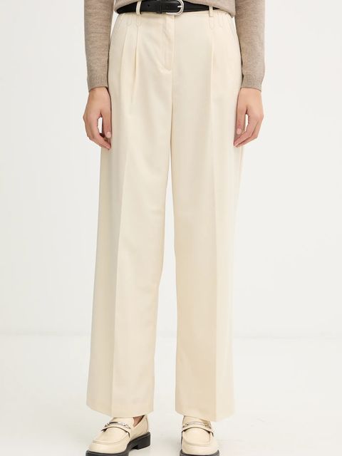 United Colors of Benetton spodnie damskie kolor beżowy proste high waist 4YVXDF09R - zdjęcie produktu nr 1